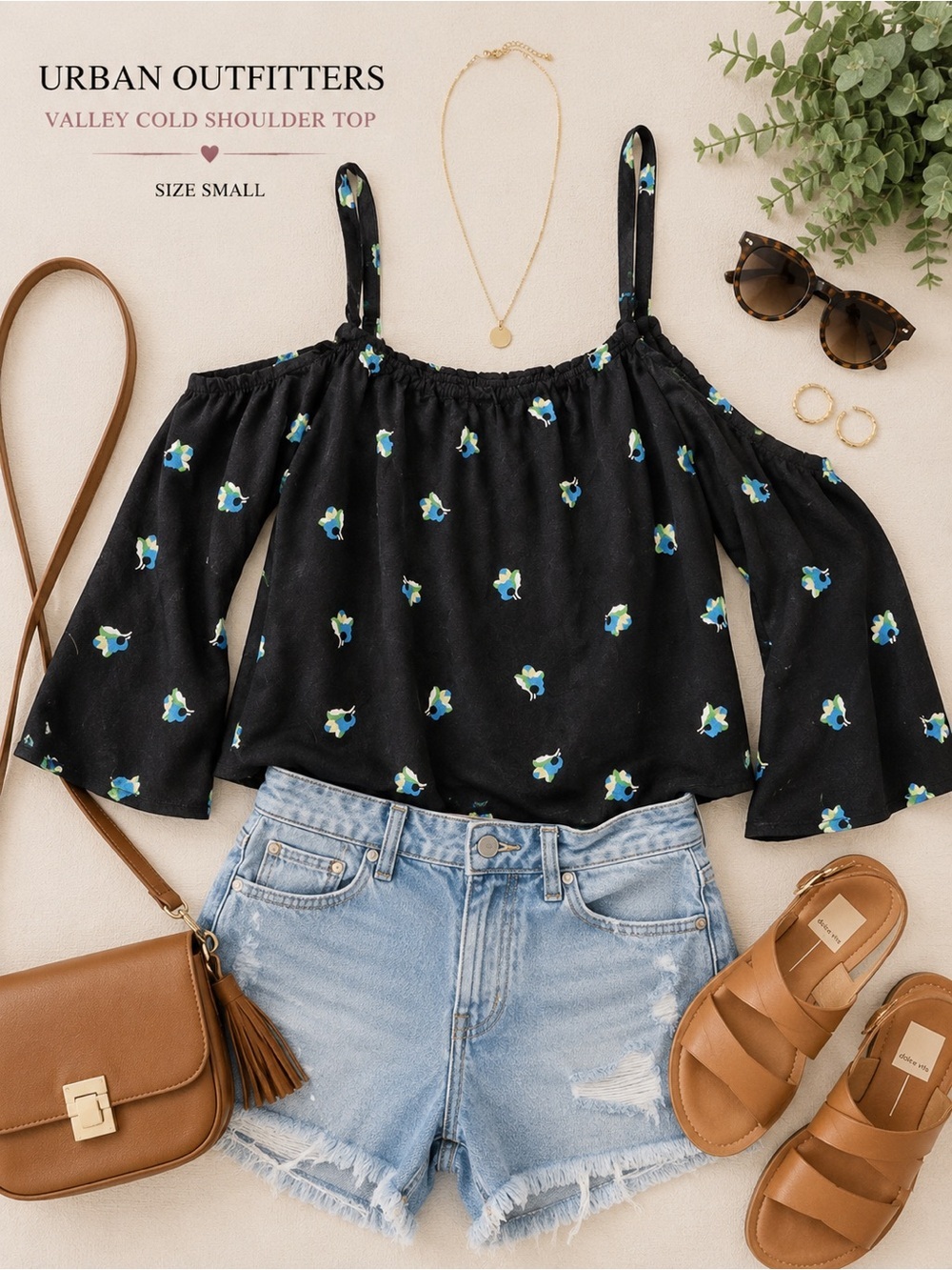Urban Outfitters Valley Cold Shoulder Floral Top